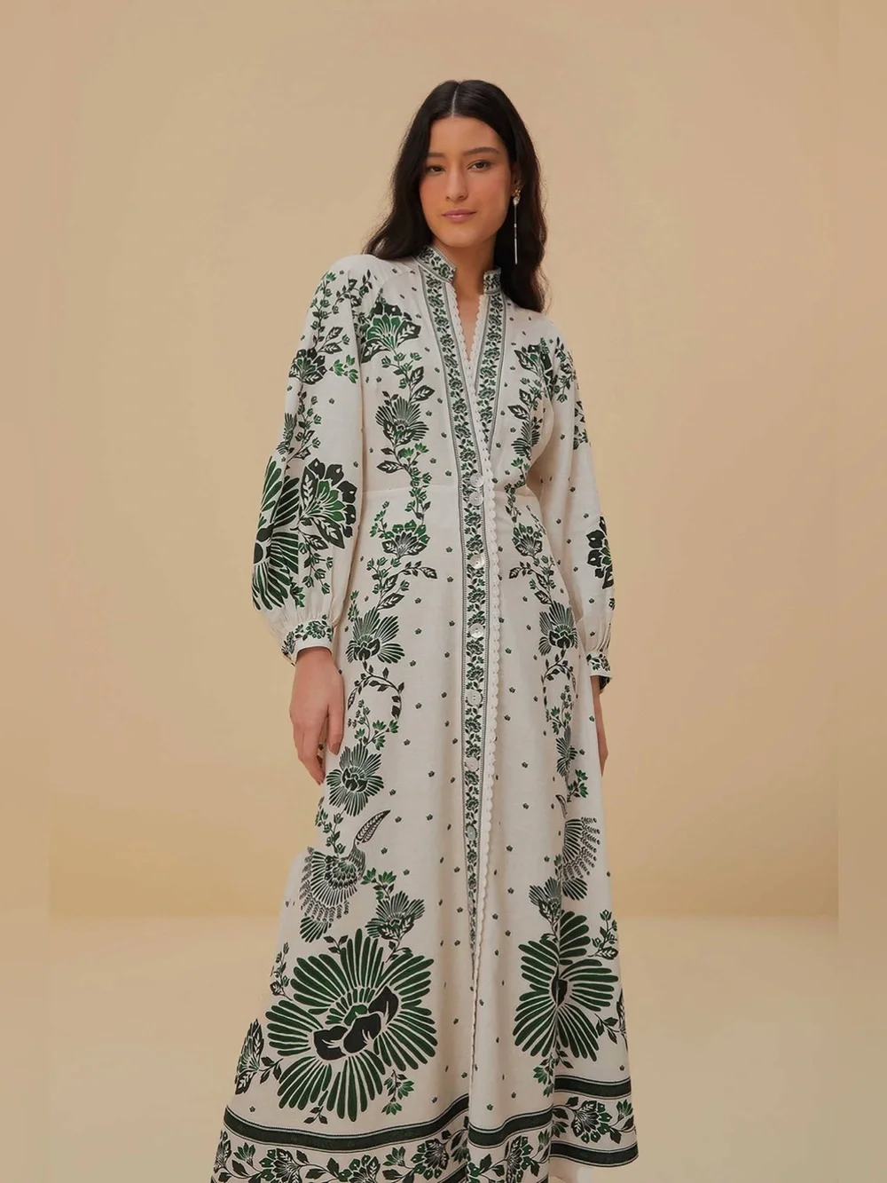 Farm Rio Forest soul off white maxi dress large - Picture 13 of 13
